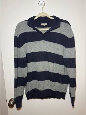 Grayson & Dunn Men's Gray Striped Wool Blend Pullover Fall Sweater Size XL